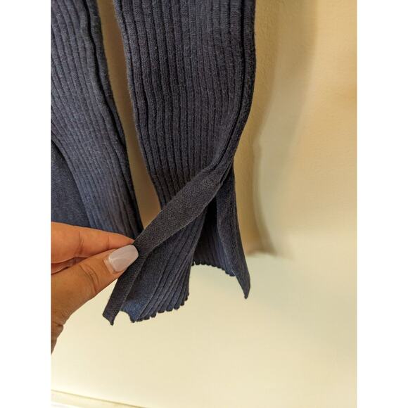 Central Park West NY Size XS Ribbed Drawstring Leggings Navy Flared Hem - Picture 5 of 8